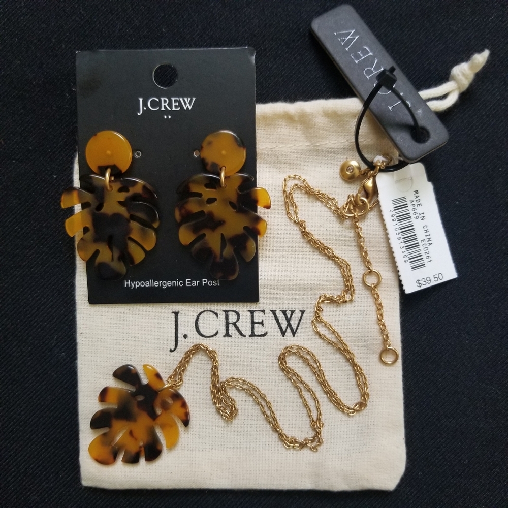 JCrew SET Tourtoise leaf.